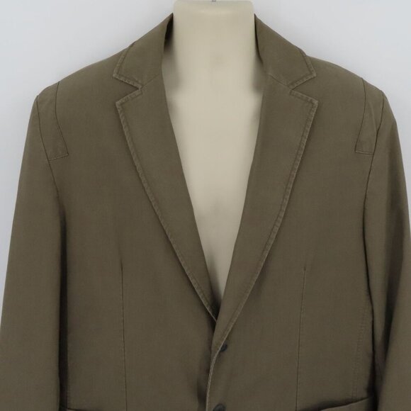 Adventure & Travel Men 54 Khaki Green Long Sleeve Collar Button Jacket Coat A&T - Picture 2 of 14